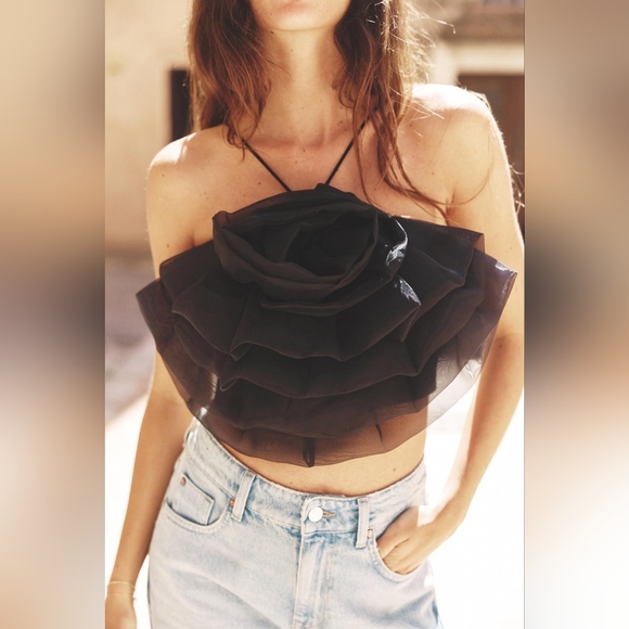 FLORAL ORGANZA TOP SIZE S - Picture 4 of 8